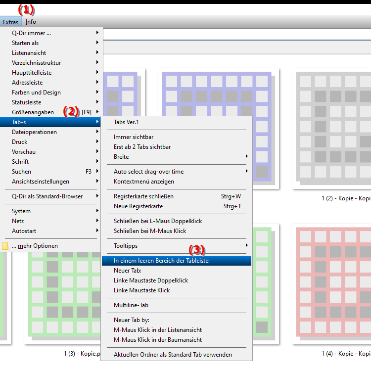 Wie öffne ich einen neuen Tab im Datei Explorer, indem ich in einen leeren Bereich klicke